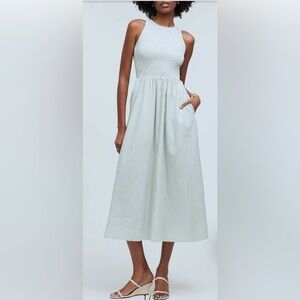 Madewell Light Green smocked Midi Dress